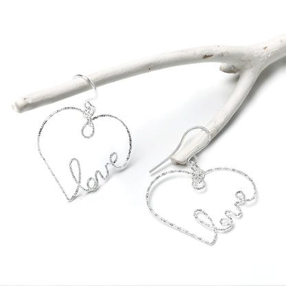 Wired Silver Heart Love Earrings