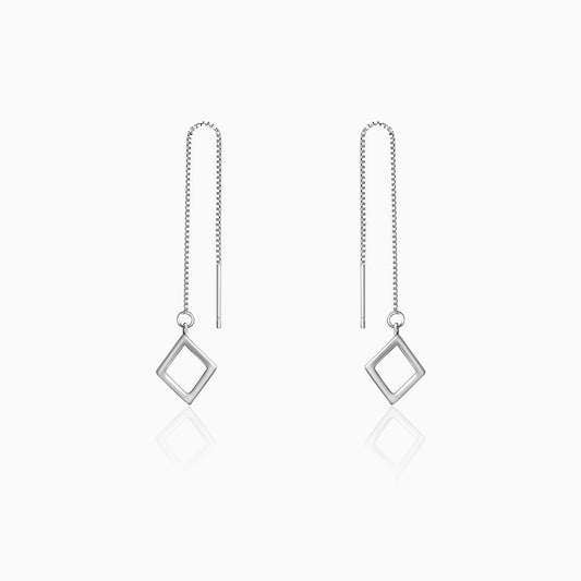 Silver Geometric String Earrings