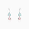 Silver Dual Tone Chalcedony Flower Drop Earrings