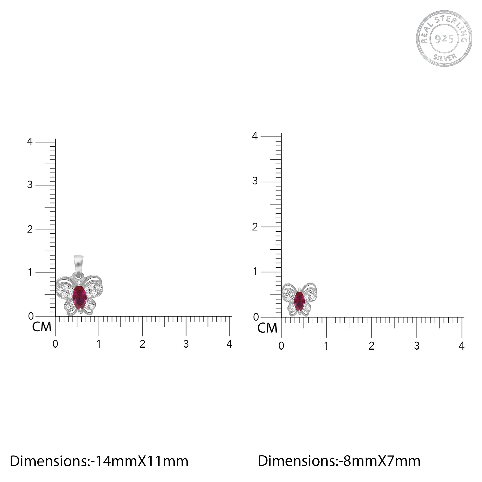 Silver Pop Pink Studded Butterfly Pendant Set - view 4