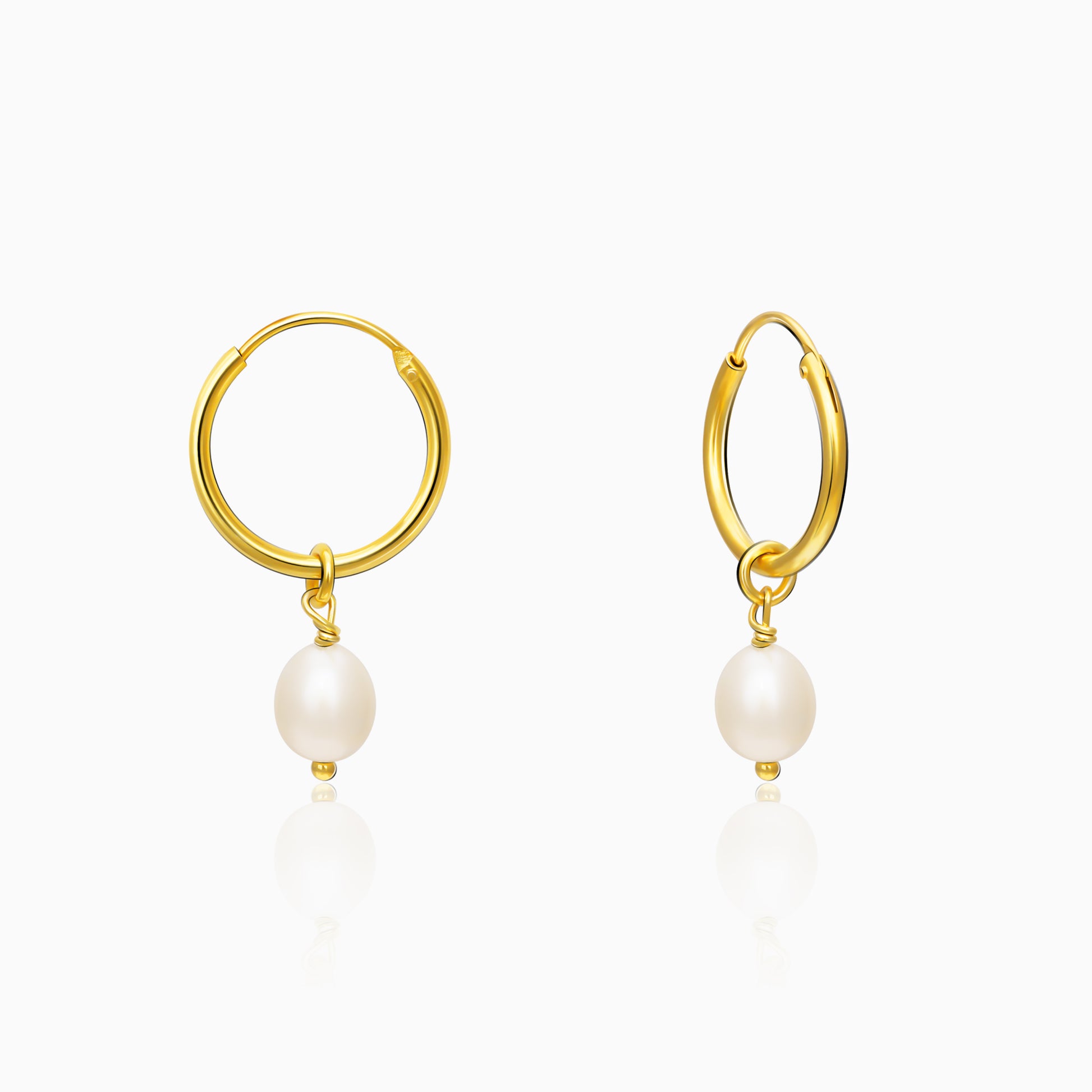 Golden Pearl Drop Hoops: Sophisticated Chic – GIVA