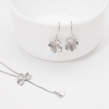 Silver Falling Petal Necklace Set