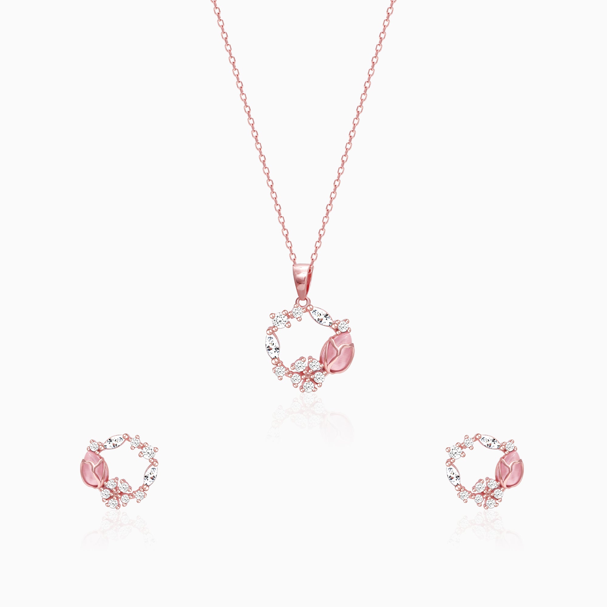 Anushka Sharma Rose Gold Drop Wreath Pendant Set - Image 1