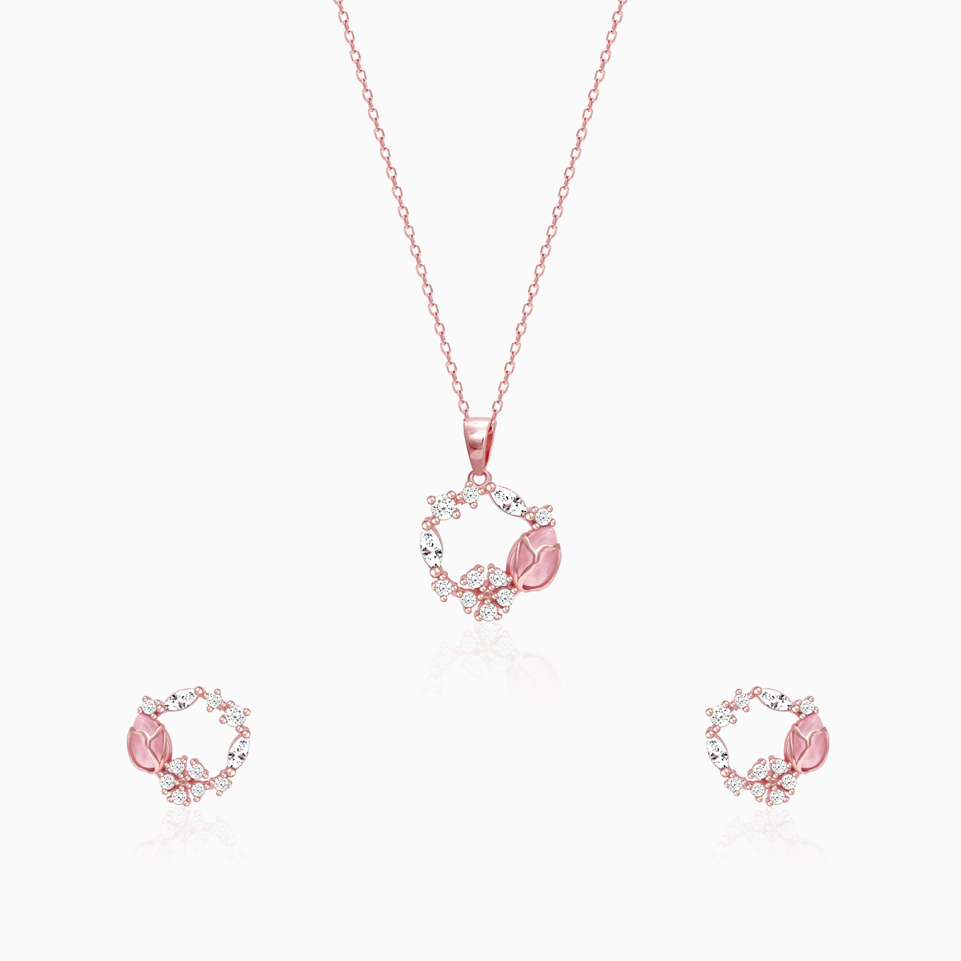 Anushka Sharma Rose Gold Pink Drop Pendant Set Online Giva