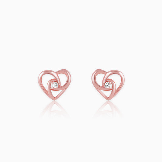 Rose Gold Meandering Heart Studs