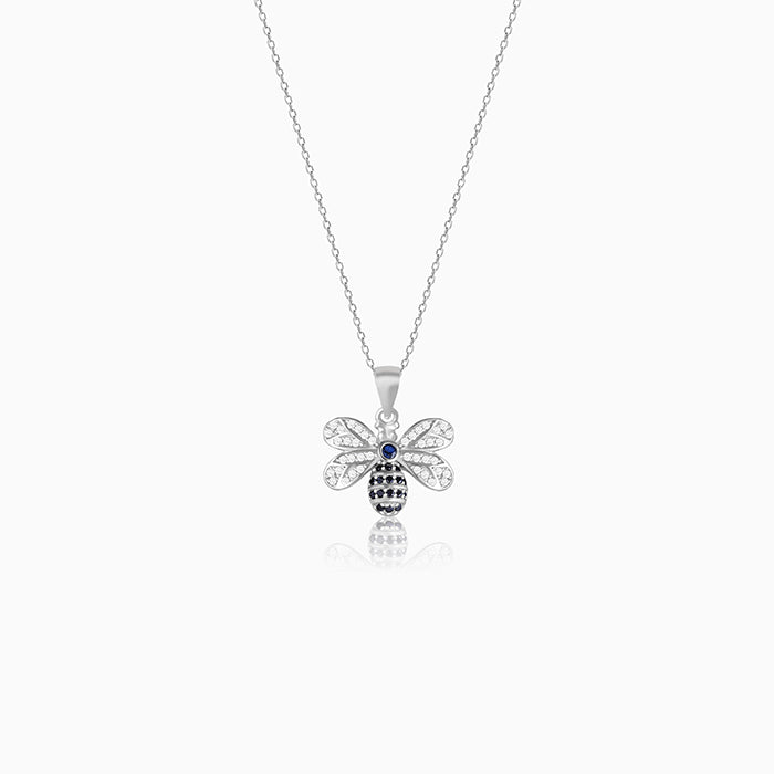 Silver Sweet Honeybee Pendant With Link Chain