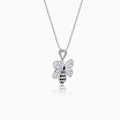 Silver Sweet Honeybee Pendant With Link Chain