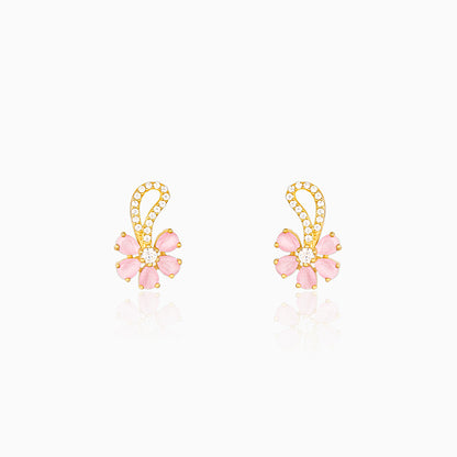Golden Pink Floral Damsel Earrings