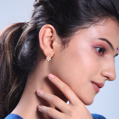 Golden Pink Floral Damsel Earrings