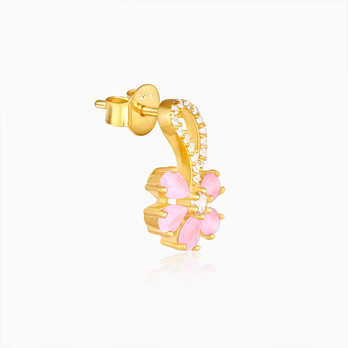 Golden Pink Floral Damsel Earrings