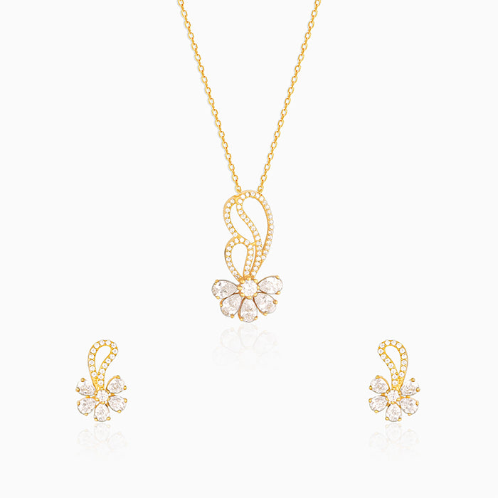 Golden White Floral Damsel Set
