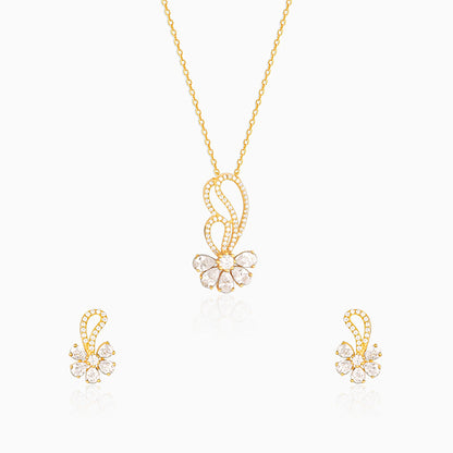 Golden White Floral Damsel Set