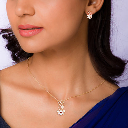 Golden White Floral Damsel Set