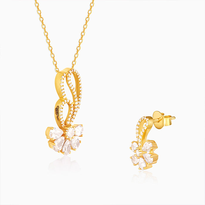 Golden White Floral Damsel Set