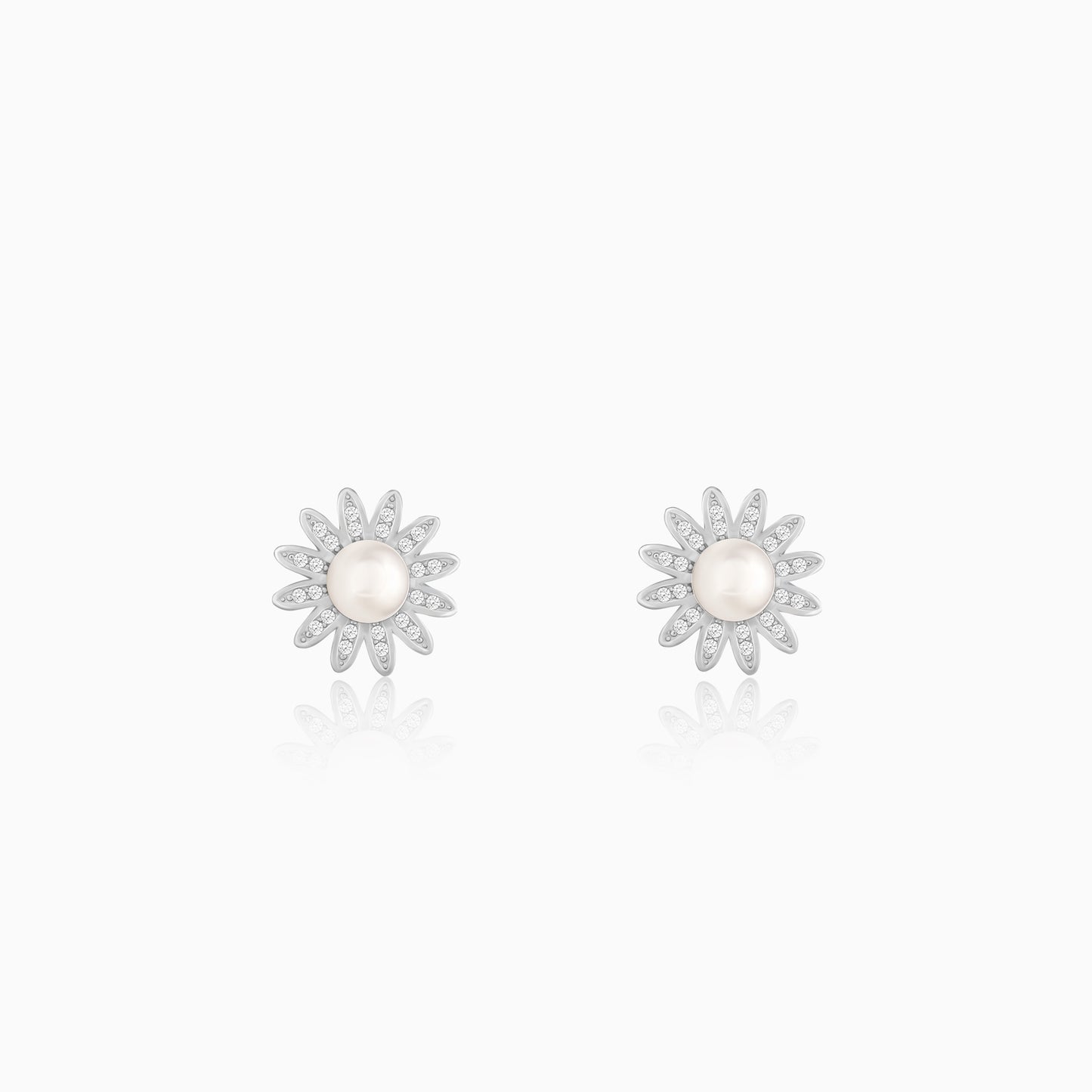 Silver Pearl Buttercup Studs