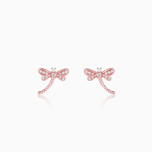 Rose Gold Dragonfly Earrings