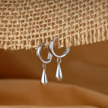 Silver Droplet Hoop Earrings