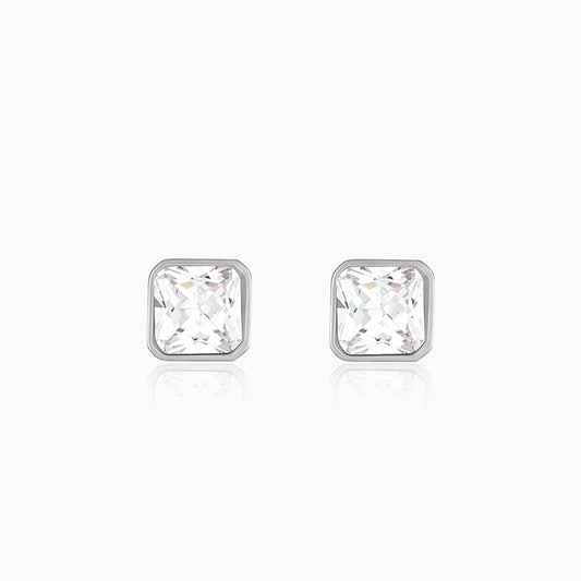 Silver Symmetrical Box Earrings