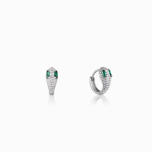 Silver Green-Eyed Serpentine Earrings