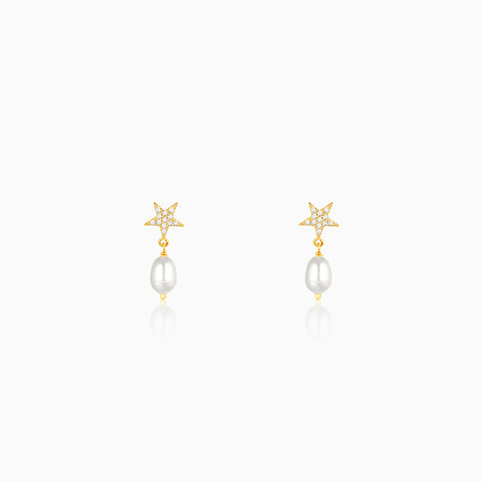 Golden Starry Pearl Earrings