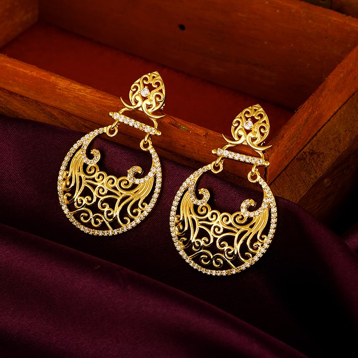 Golden Festive Decor Chandbali Earrings