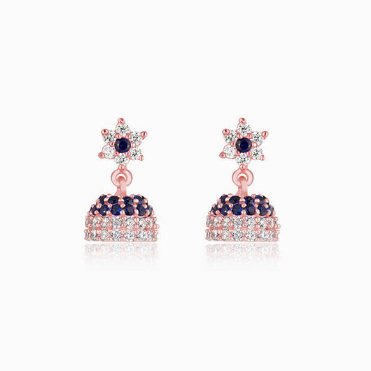 Rose Gold Blue Love Jhumki