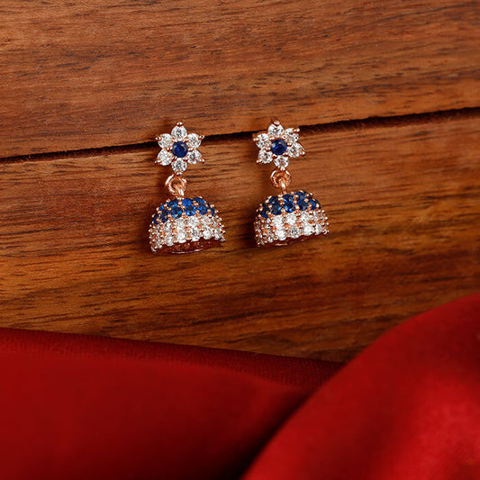 Rose Gold Blue Love Jhumki