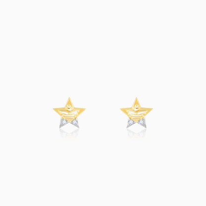 Gold Shining Star Diamond Earrings