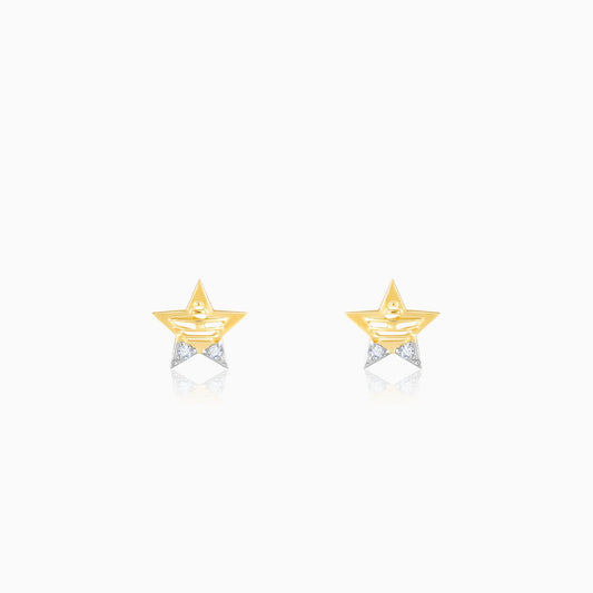 Gold Shining Star Diamond Earrings