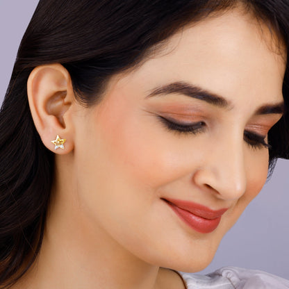 Gold Shining Star Diamond Earrings
