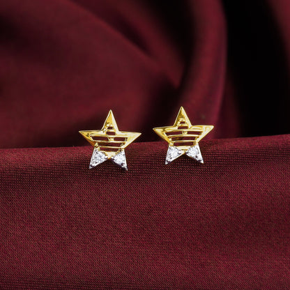 Gold Shining Star Diamond Earrings