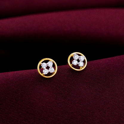 Gold Circular Quartet Diamond Stud Earrings