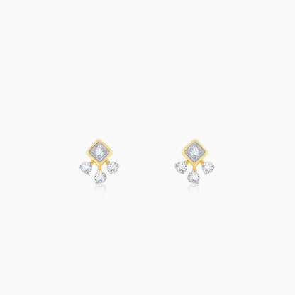 Gold Exquisite Trio Diamond Stud Earrings