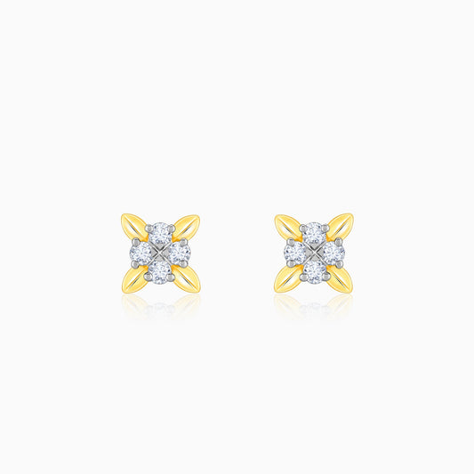 Gold Floral Beauty Diamond Stud Earrings