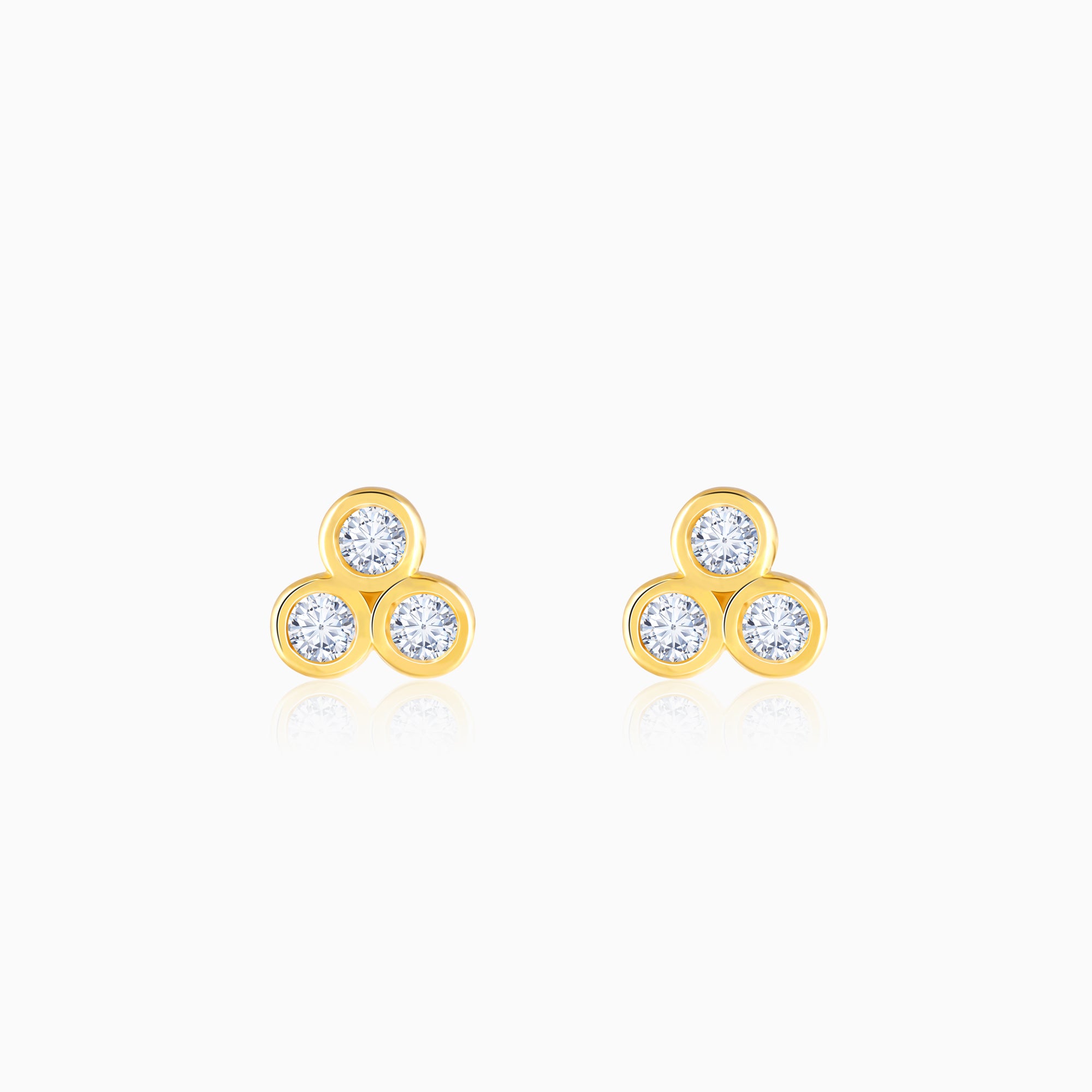 Gold Twinkling Triangle Diamond Stud Earrings - Image 1