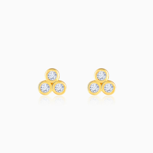 Gold Twinkling Triangle Diamond Stud Earrings