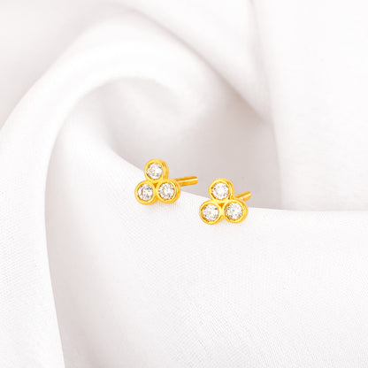 Gold Twinkling Triangle Diamond Stud Earrings