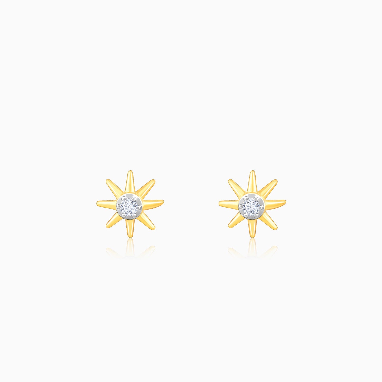 Gold Sunbeam Diamond Earrings