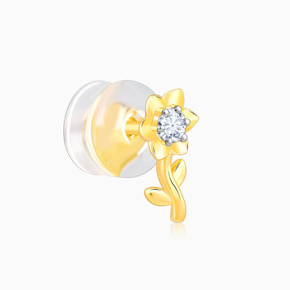 Gold Magnolia Diamond Earrings