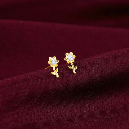 Gold Magnolia Diamond Earrings