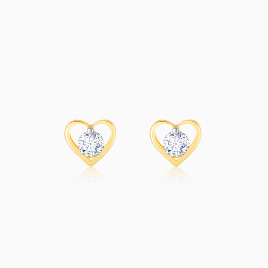 Gold Classic Heart Diamond Earrings