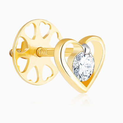 Gold Classic Heart Diamond Earrings
