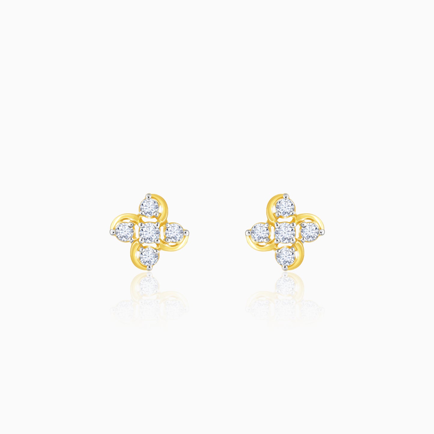 Gold Floral Fantasy Diamond Earrings