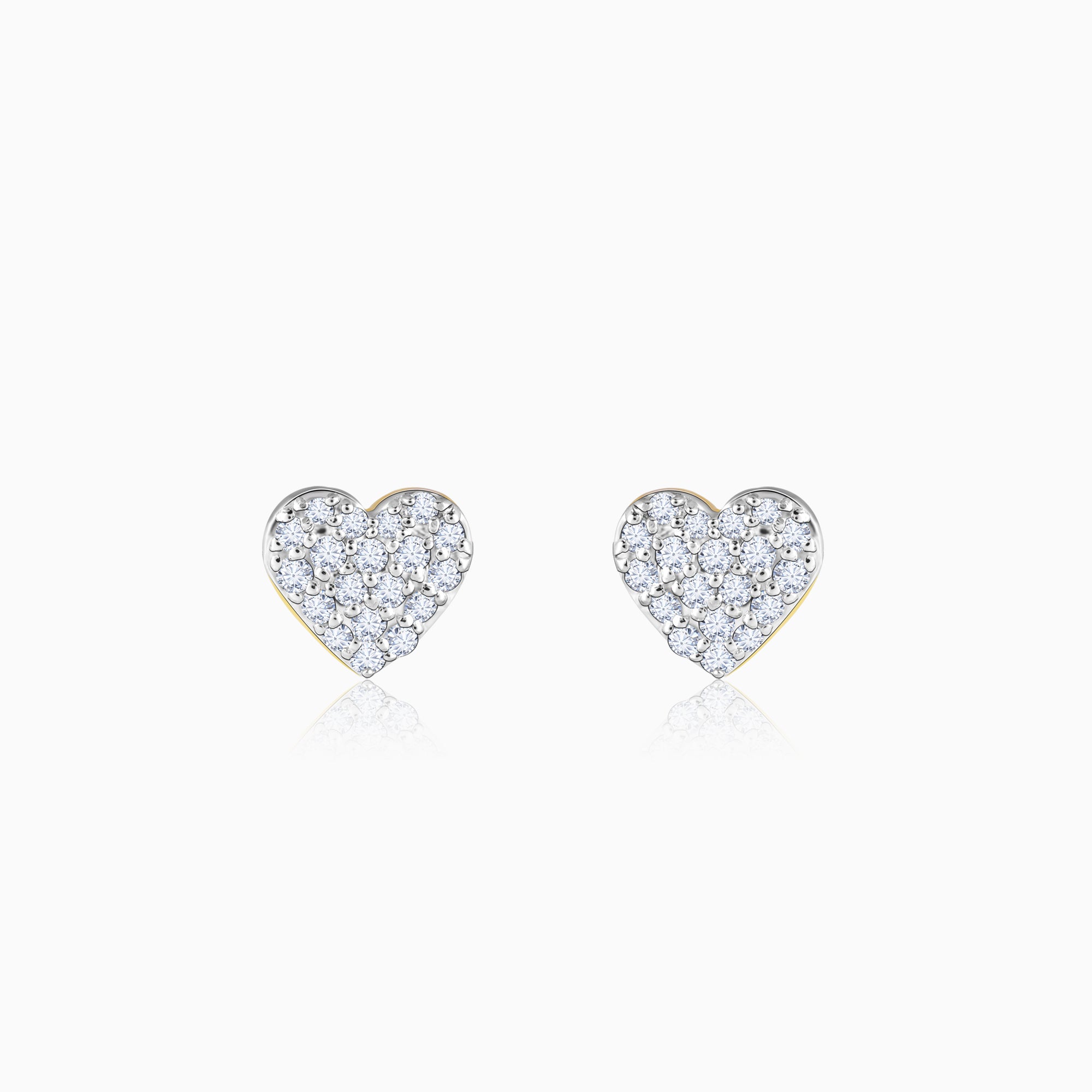 Gold Shimmering Hearts Diamond Earrings - Image 1