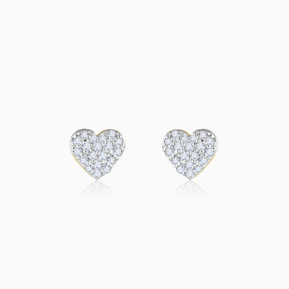 Gold Shimmering Hearts Diamond Earrings