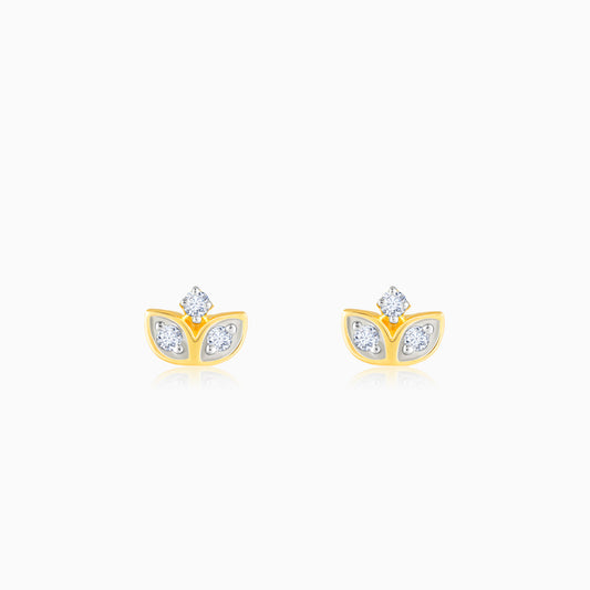 Gold Blooming Bud Diamond Earrings