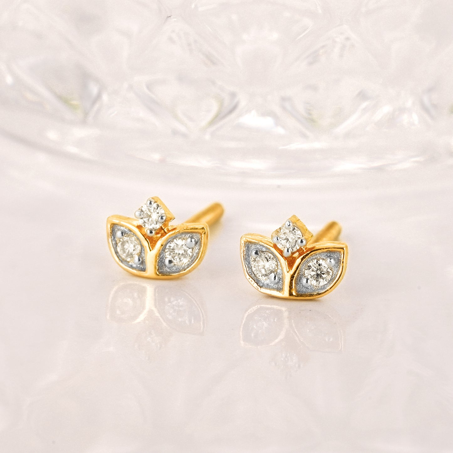 Gold Blooming Bud Diamond Earrings