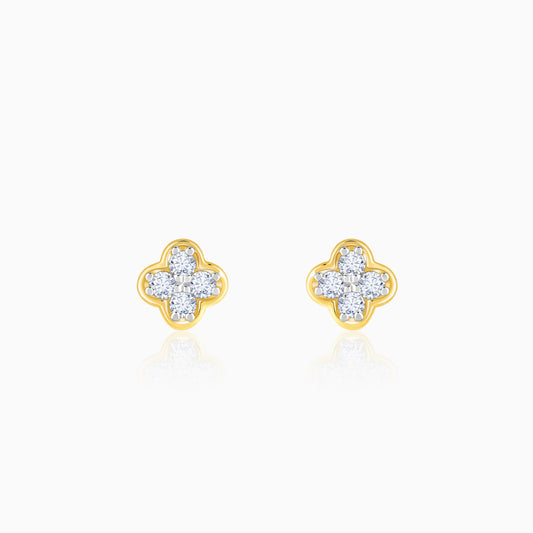 Gold Clover Leaf Diamond Earrings