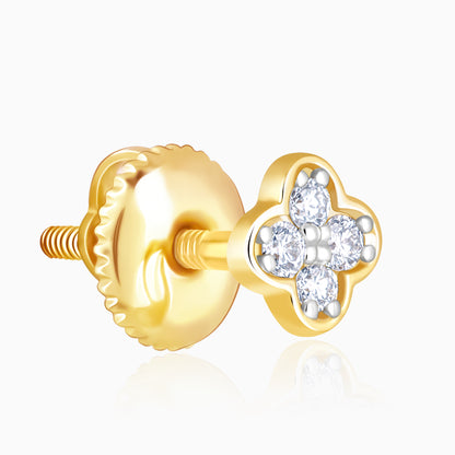 Gold Clover Leaf Diamond Earrings