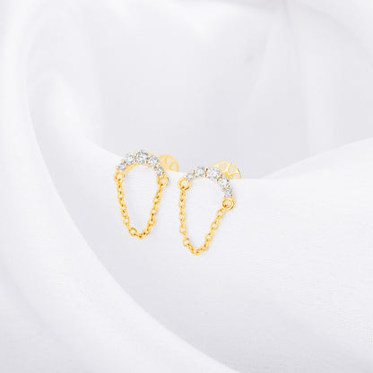 Gold Chained Charisma Diamond Earrings